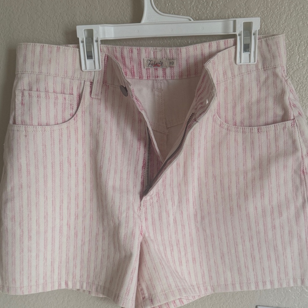 Faded Glory Pink and White Striped Jean Shorts